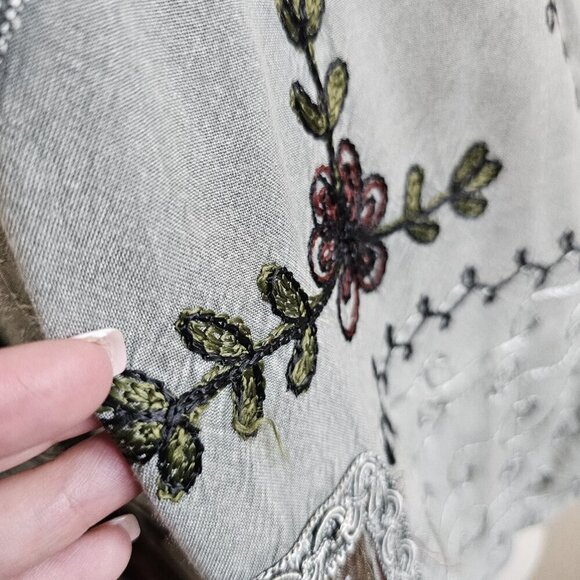 Vintage Select Embroidered Button Front Vest Boho Grunge Rayon Shirt Top 2X - Picture 5 of 12